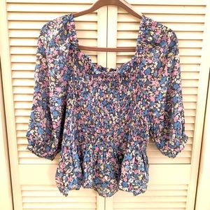 Nanette Lepore Floral Smocked Top - L